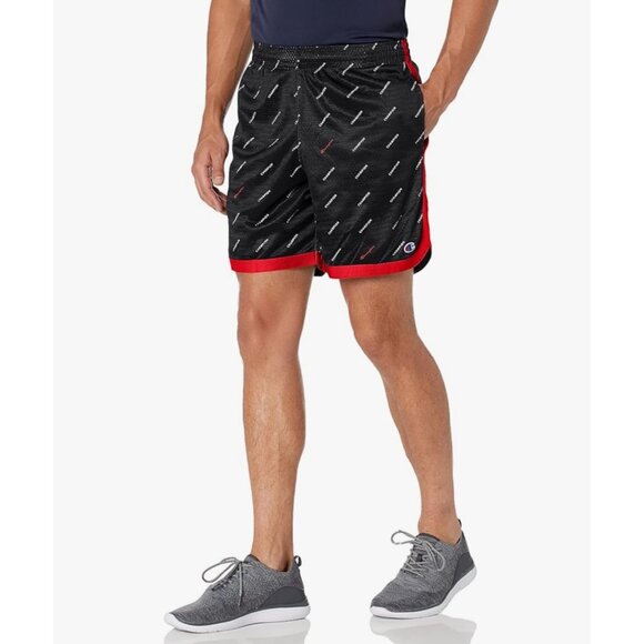 Champion Men's 7-inch Taped AOP Mesh Short Sz Medium Mens Black & Red - Picture 1 of 12